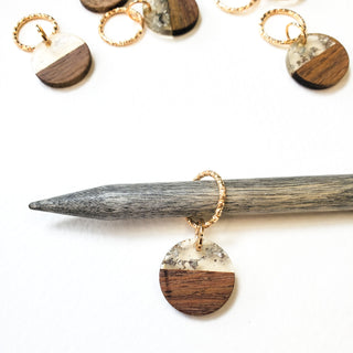 Silver Foil Round - Wood and Resin Stitch Marker