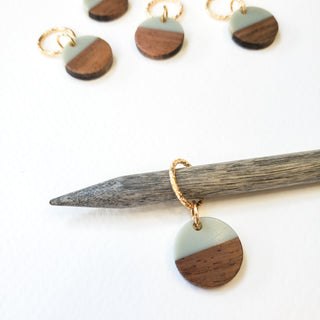 Grey Round - Wood and Resin Stitch Marker