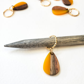 Mustard - Wood and Resin Stitch Marker