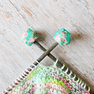 Teal Floral - Hexagon Stitch Stoppers