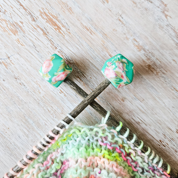 Teal Floral - Hexagon Stitch Stoppers