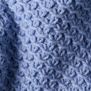 Close-up of a blue knitted fabric texture