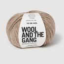 Ball of yarn with 'Wool and the Gang' label on a white background