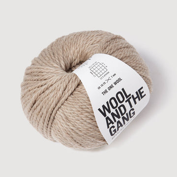 Ball of yarn with 'Wool and the Gang' label on a light background