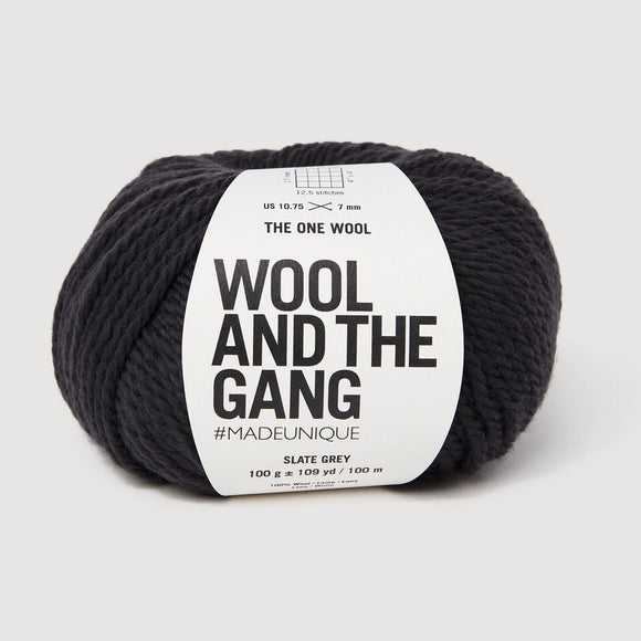 Ball of yarn with 'Wool and the Gang' label on a white background