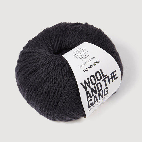 Ball of yarn with 'Wool and the Gang' label on a light gray background