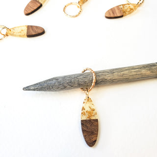 Gold Foil Oval - Wood and Resin Stitch Marker