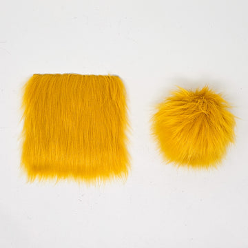 Mustard Yellow - Faux Fur Pre-Cut DIY Squares