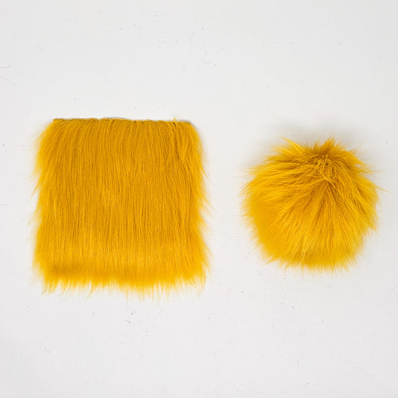 Mustard Yellow - Faux Fur Pre-Cut DIY Squares