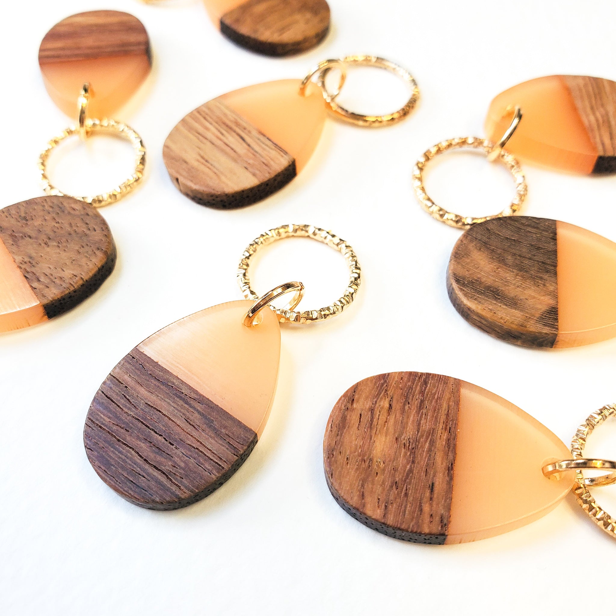 Peach Teardrop - Wood and Resin Stitch Marker
