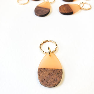 Peach Teardrop - Wood and Resin Stitch Marker