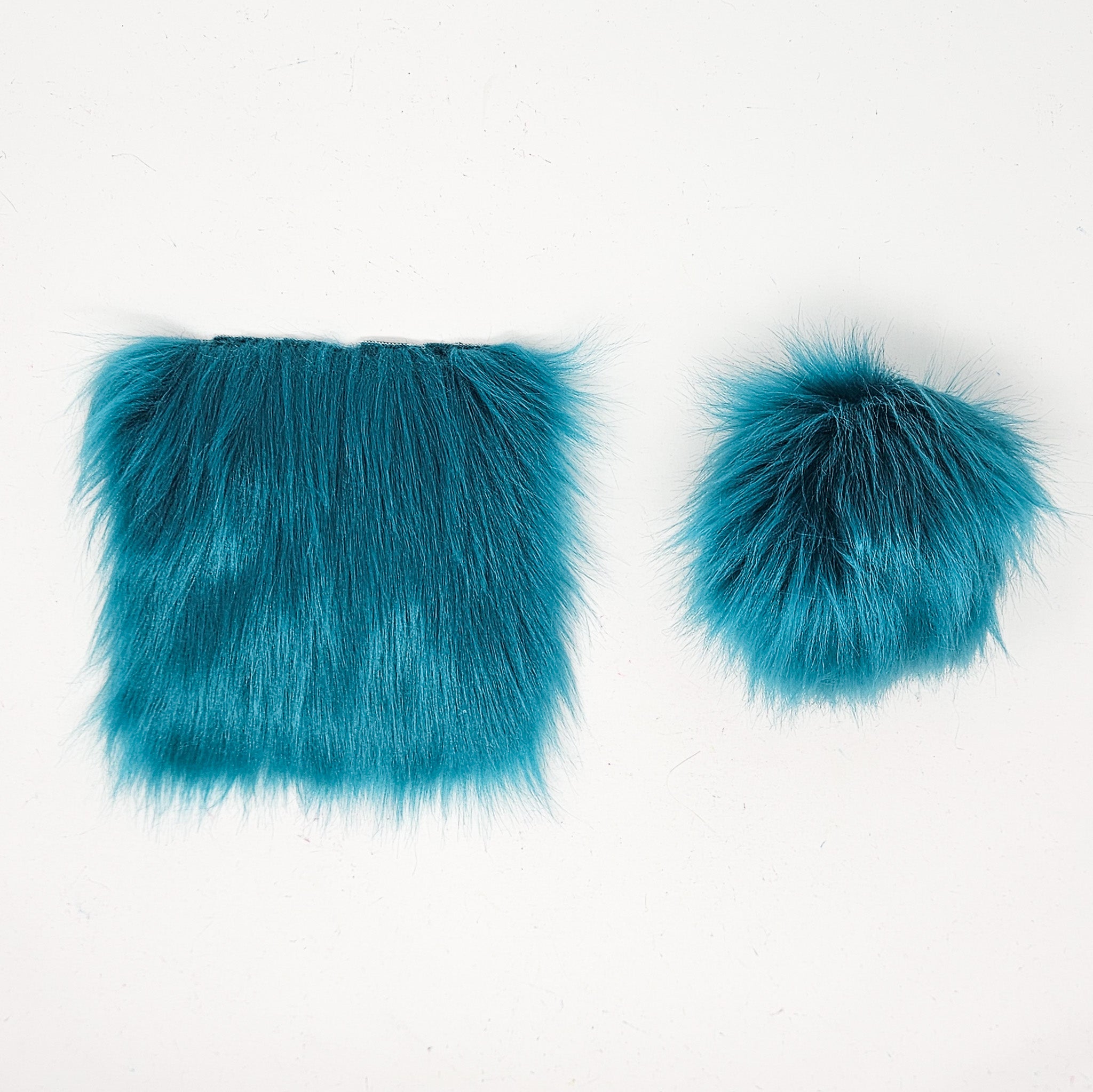 Peacock Blue - Faux Fur Pre-Cut DIY Squares