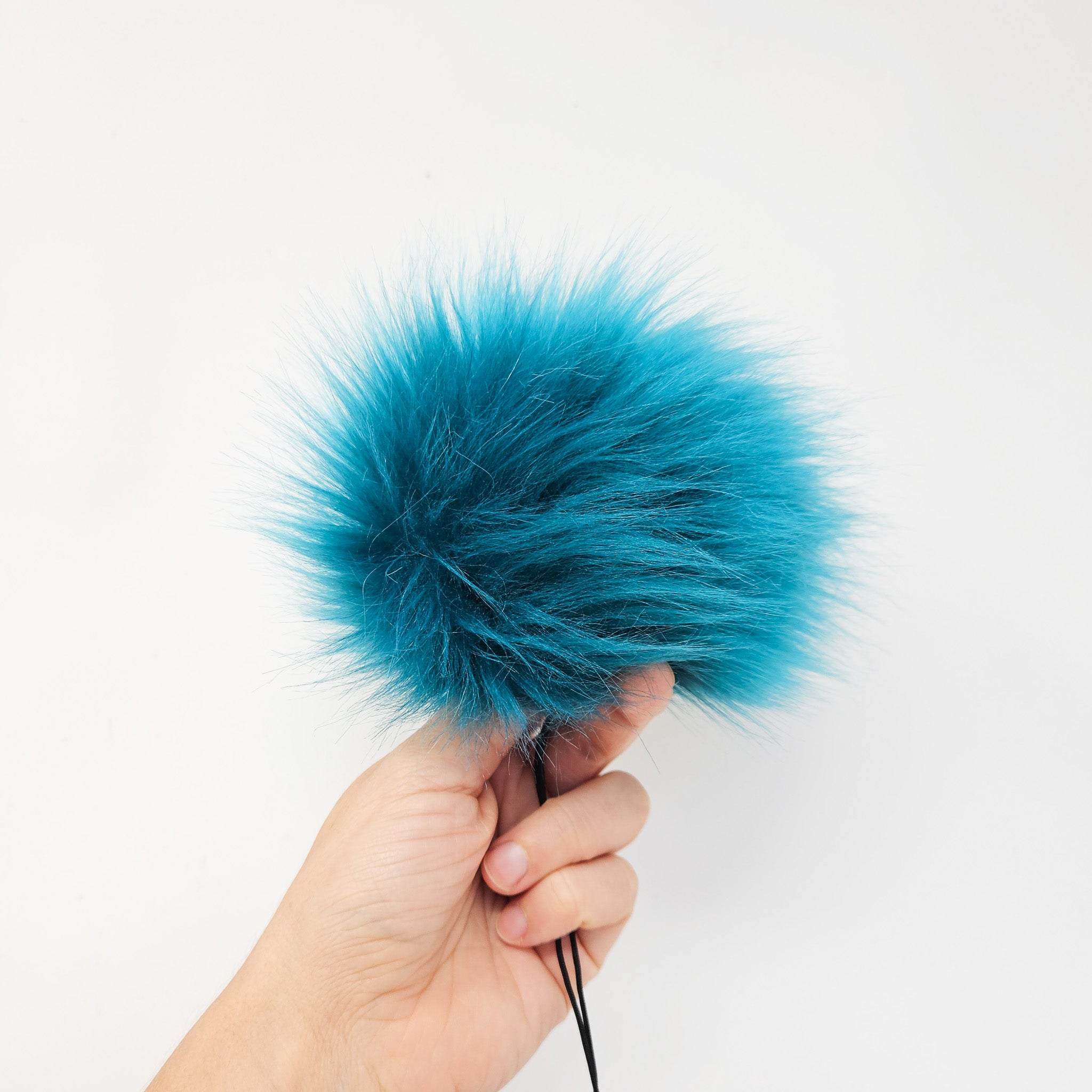 Peacock Blue Faux Fur Pom Poms