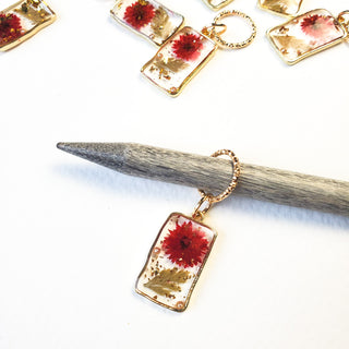 Red Rectangle - Dried Flower Stitch Marker