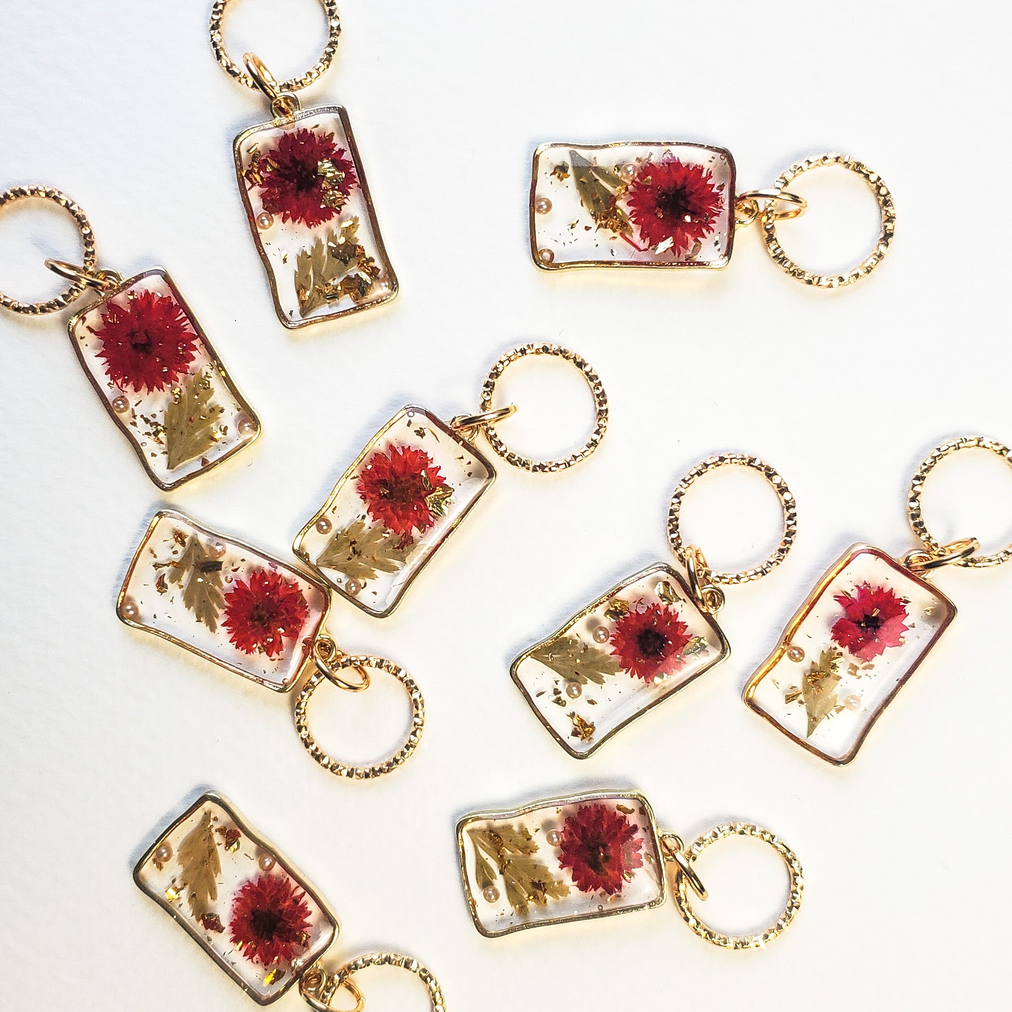 Red Rectangle - Dried Flower Stitch Marker