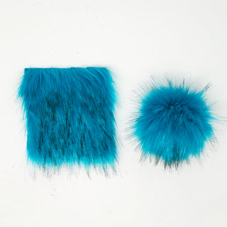 Aqua Blue - Faux Fur Pre-Cut DIY Squares