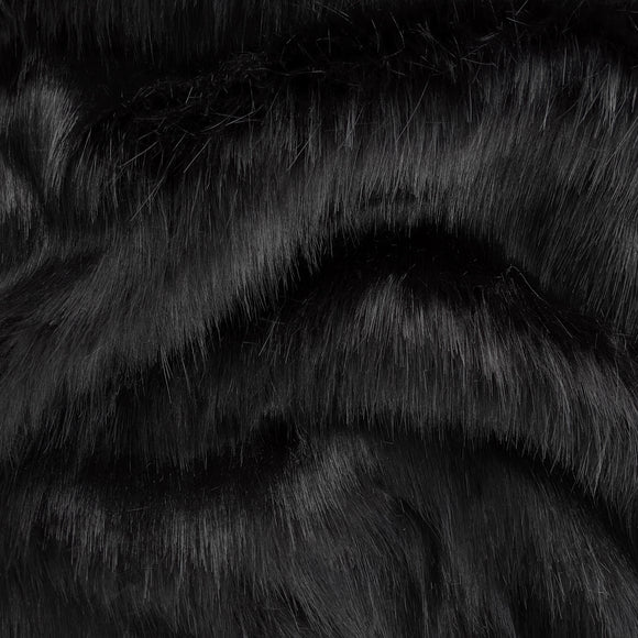 Black 2.0 Fake Fur Faux Fur Fabric by the Metre / Yard