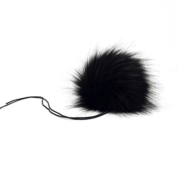 Black 2.0 Faux Fur Pom Poms - 0