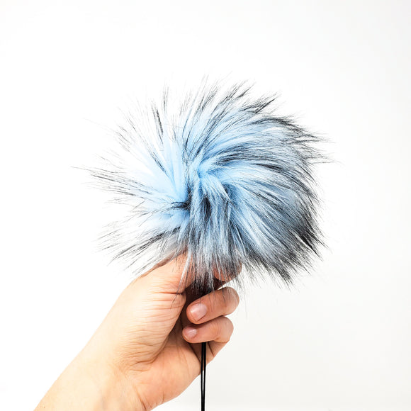 Blue Steel Faux Fur Pom Poms