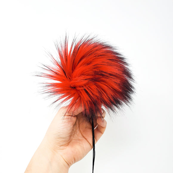 Fire Red Faux Fur Pom Poms