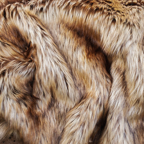 Golden Wolf Fake Fur Faux Fur Fabric by the Metre / Yard