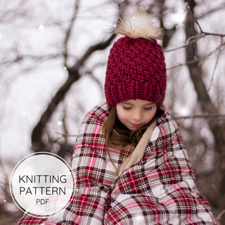 Alpine beanie knitting pattern downloadable pdf.  Pattern made by Wild Child Designs