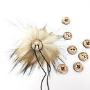 Latte faux fur pom pom with removable wood button