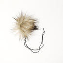 Latte faux fur pom pom with a thick nylon string.