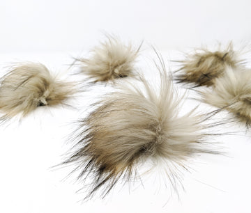 Latte faux fur pom poms.