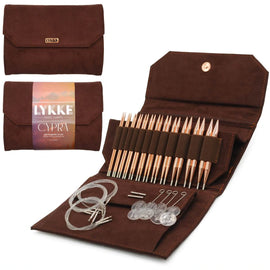 CYPRA 5" Interchangeable Circular Needle Set - Brown Vegan Suede Case
