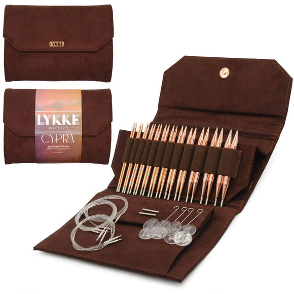 CYPRA 5" Interchangeable Circular Needle Set - Brown Vegan Suede Case