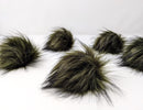Olive black faux fur pom poms.