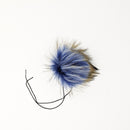 Pacific blue faux fur pom pom with a thick nylon string.