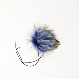 Pacific blue faux fur pom pom with a thick nylon string.