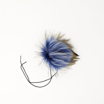 Pacific blue faux fur pom pom with a thick nylon string.