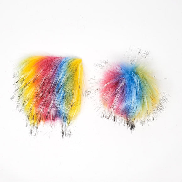 Rainbow - Faux Fur Pre-Cut DIY Squares