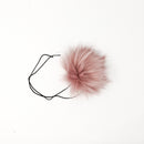 Rose blush faux fur pom pom with a thick nylon string.
