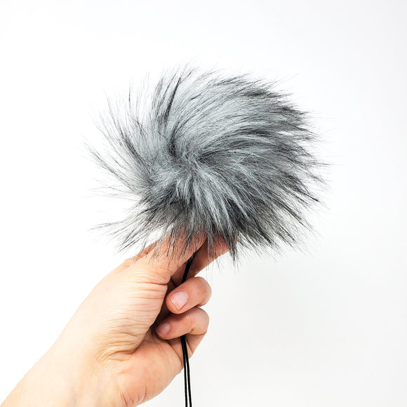 Slate Faux Fur Pom Poms