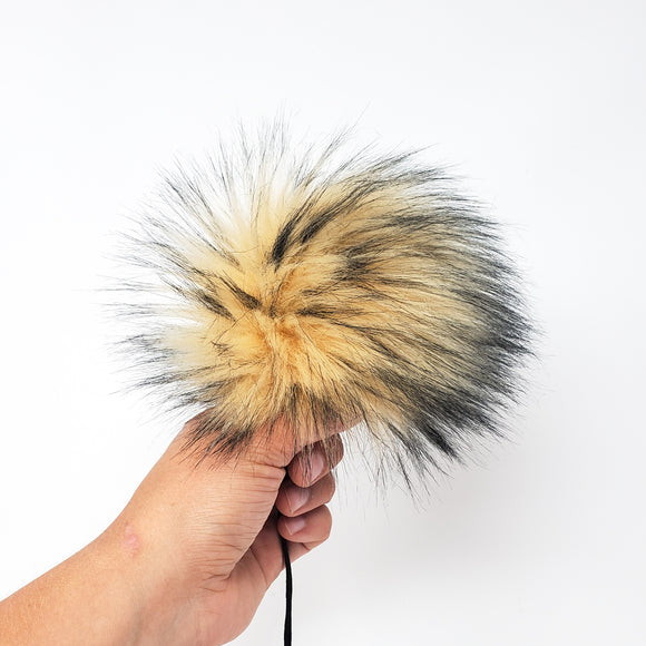 Tan Faux Fur Pom Poms